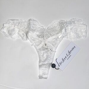 For Love and Lemons White Ivory Bridal Boudoir Lace Thong Panty